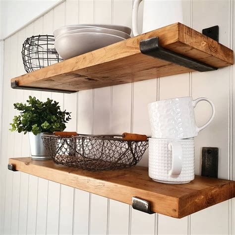 wooden kitchen shelves with brackets